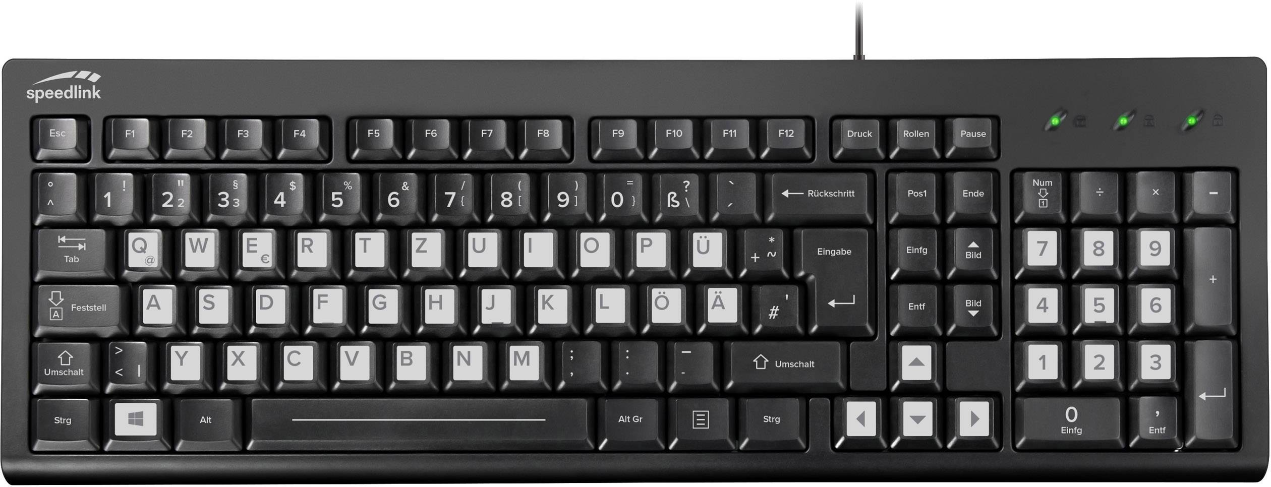 SpeedLink Signium USB-Tastatur Deutsch, QWERTZ, Windows® Schwarz/Silber