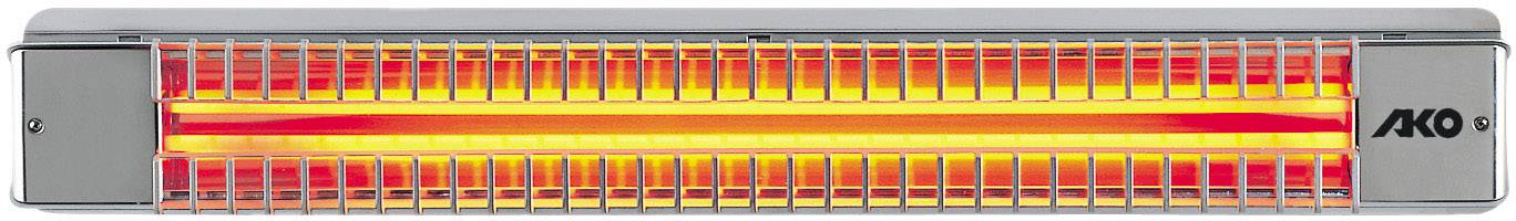 Ein elektrischer Wandheizstrahler mit orange leuchtenden Heizstäben, geeignet für die Erwärmung von Innen- oder Außenbereichen.