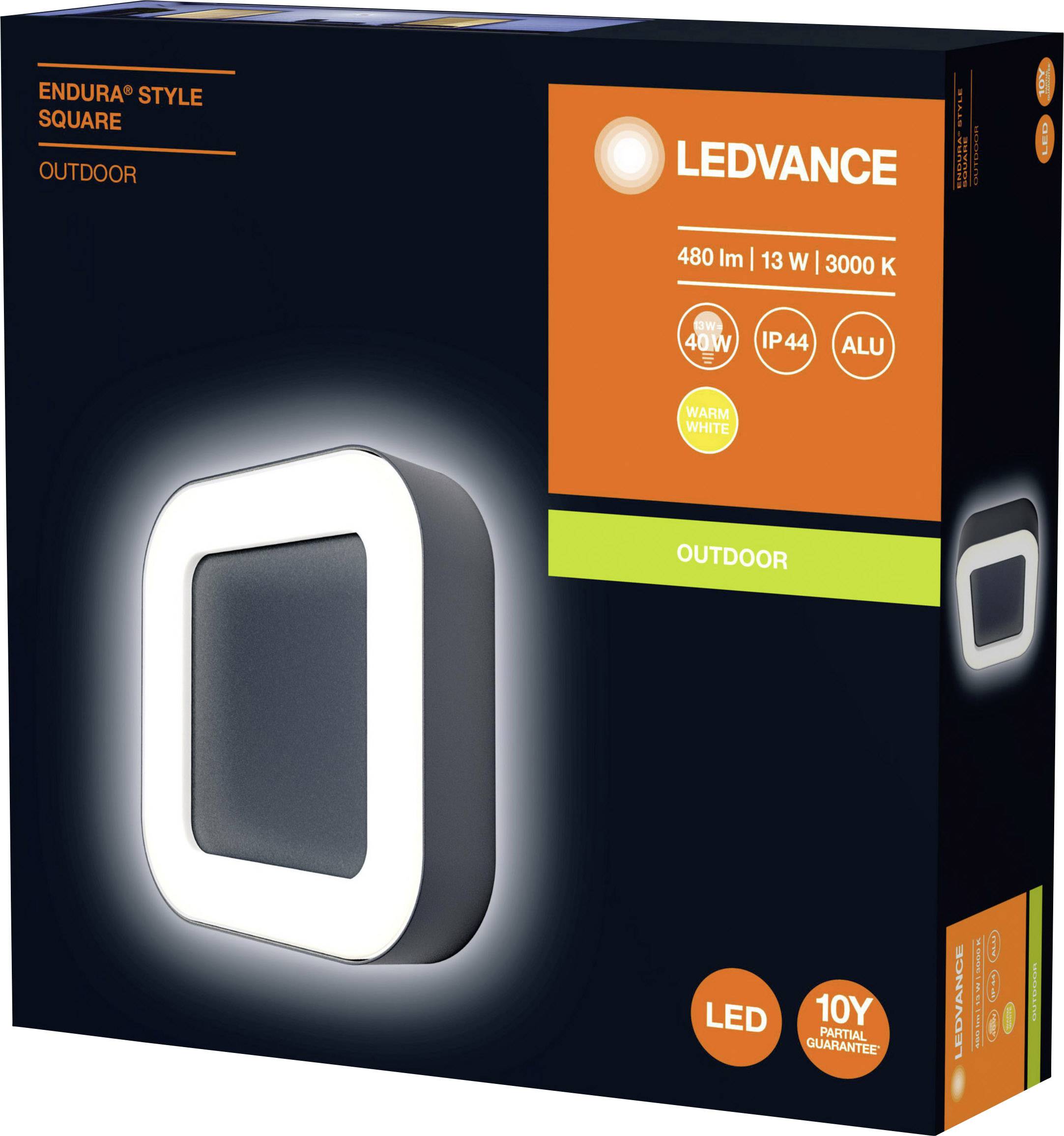 LEDVANCE ENDURA® STYLE SQUARE L 4058075205253 LED-Außenwandleuchte 13W Dunkelgrau