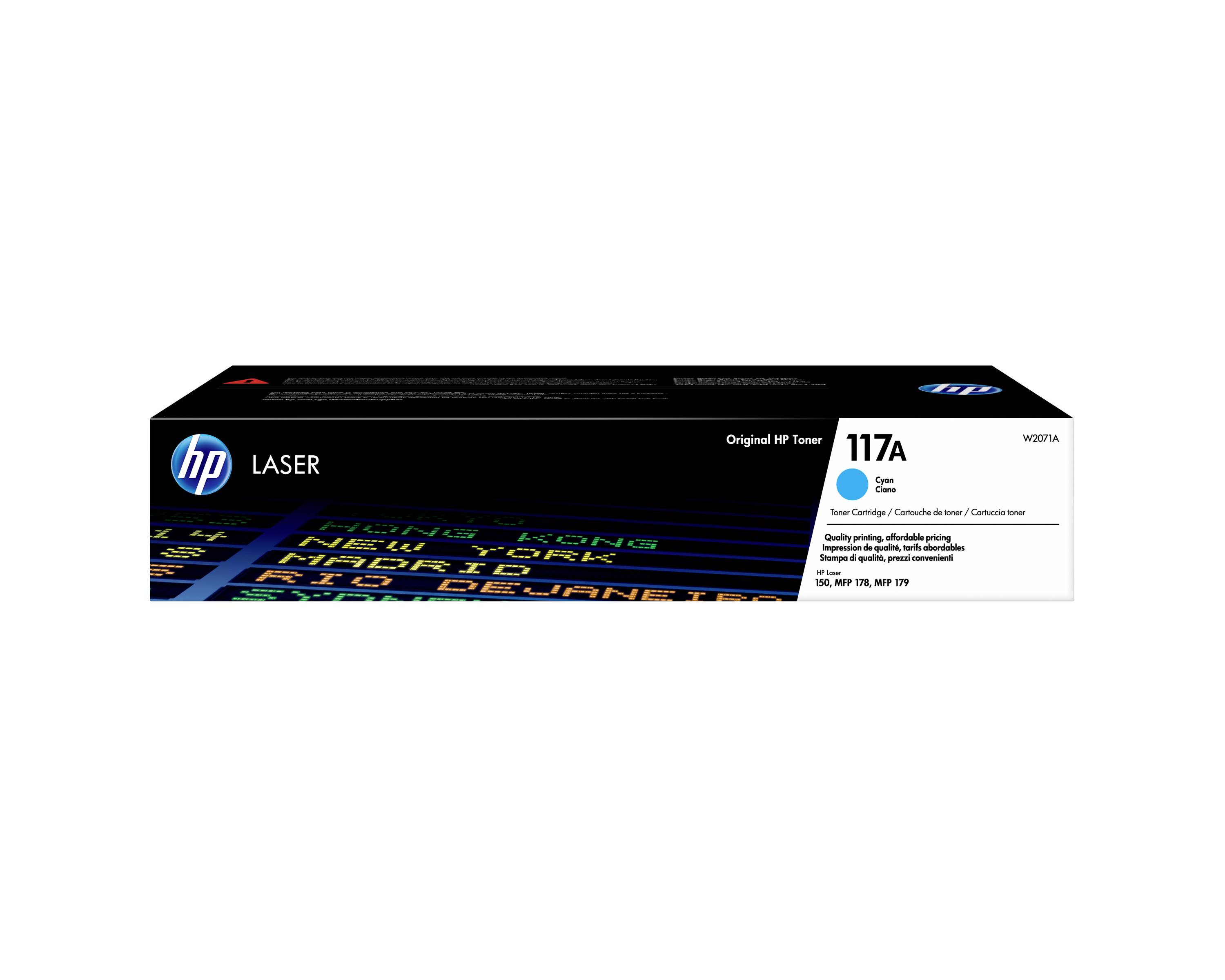 HP Laser 117A Original-Tonerkassette in Schwarz auf weißem Hintergrund.