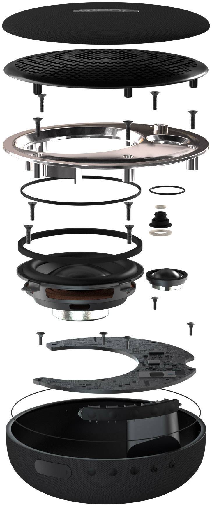 1more S1001BT Bluetooth® Lautsprecher AUX, Freisprechfunktion, Outdoor, Wasserfest Schwarz