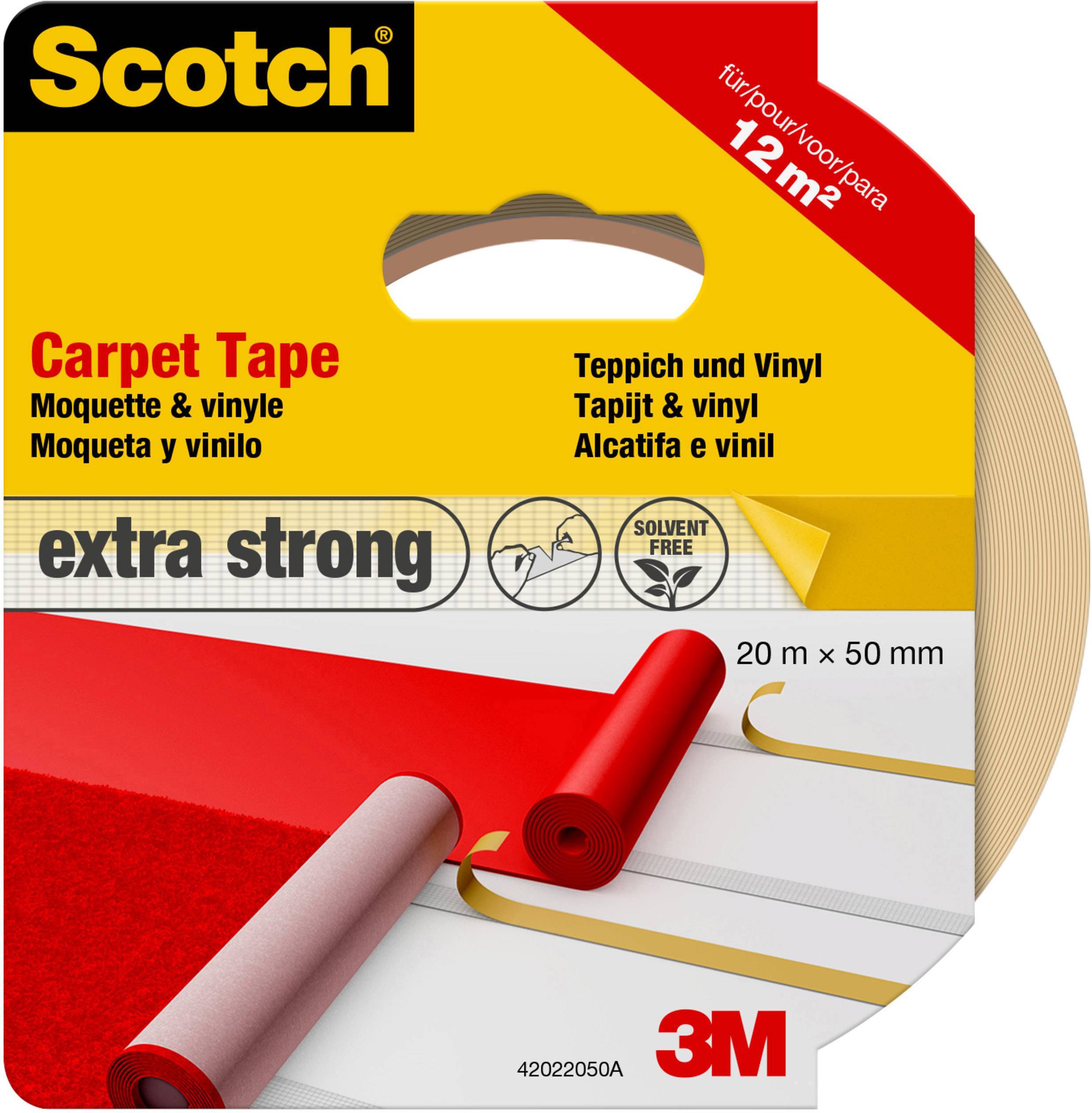 Scotch extra strong Teppich und Vinyl Klebeband, 20 m x 50 mm, geeignet für Teppiche und Vinylböden. Für Flächen bis zu 12 m².