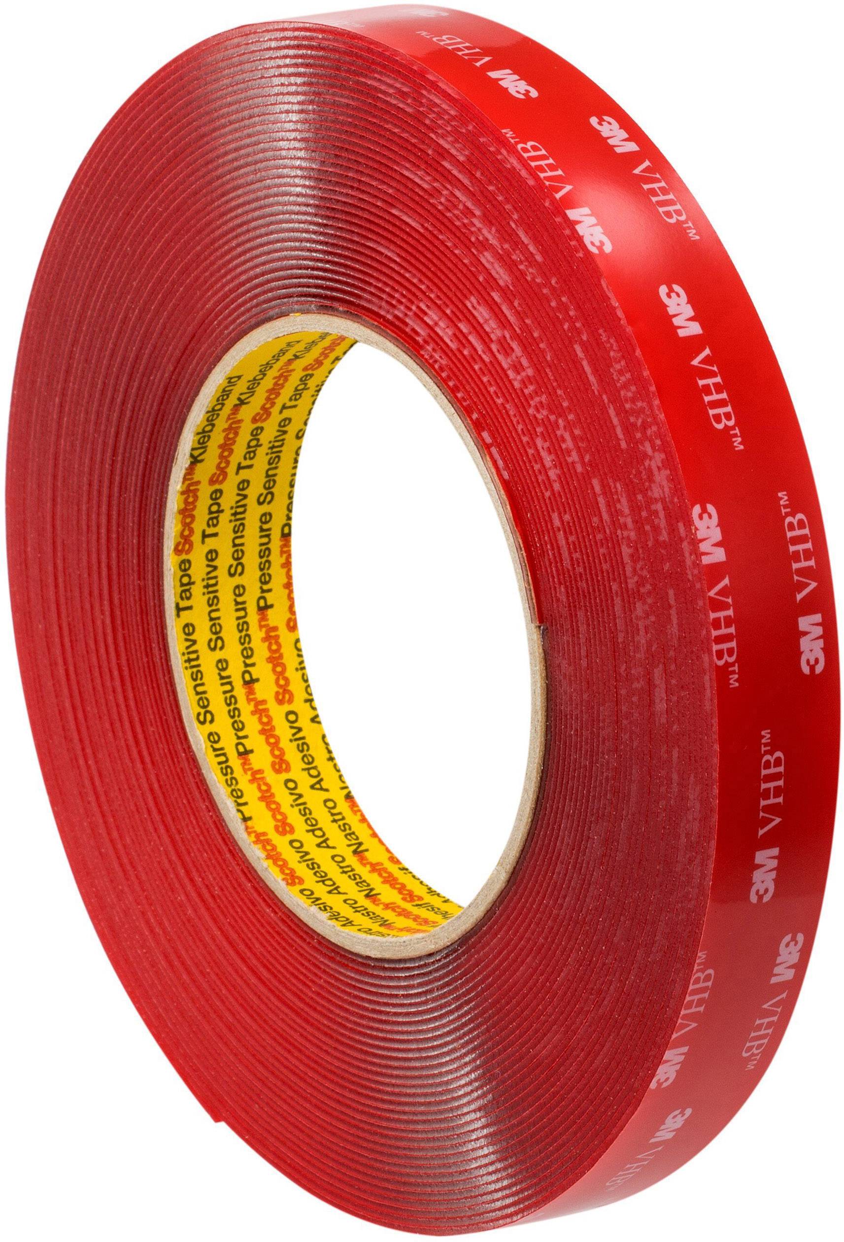 Eine Rolle rotes doppelseitiges Klebeband von 3M mit der Aufschrift '3M VHB'.