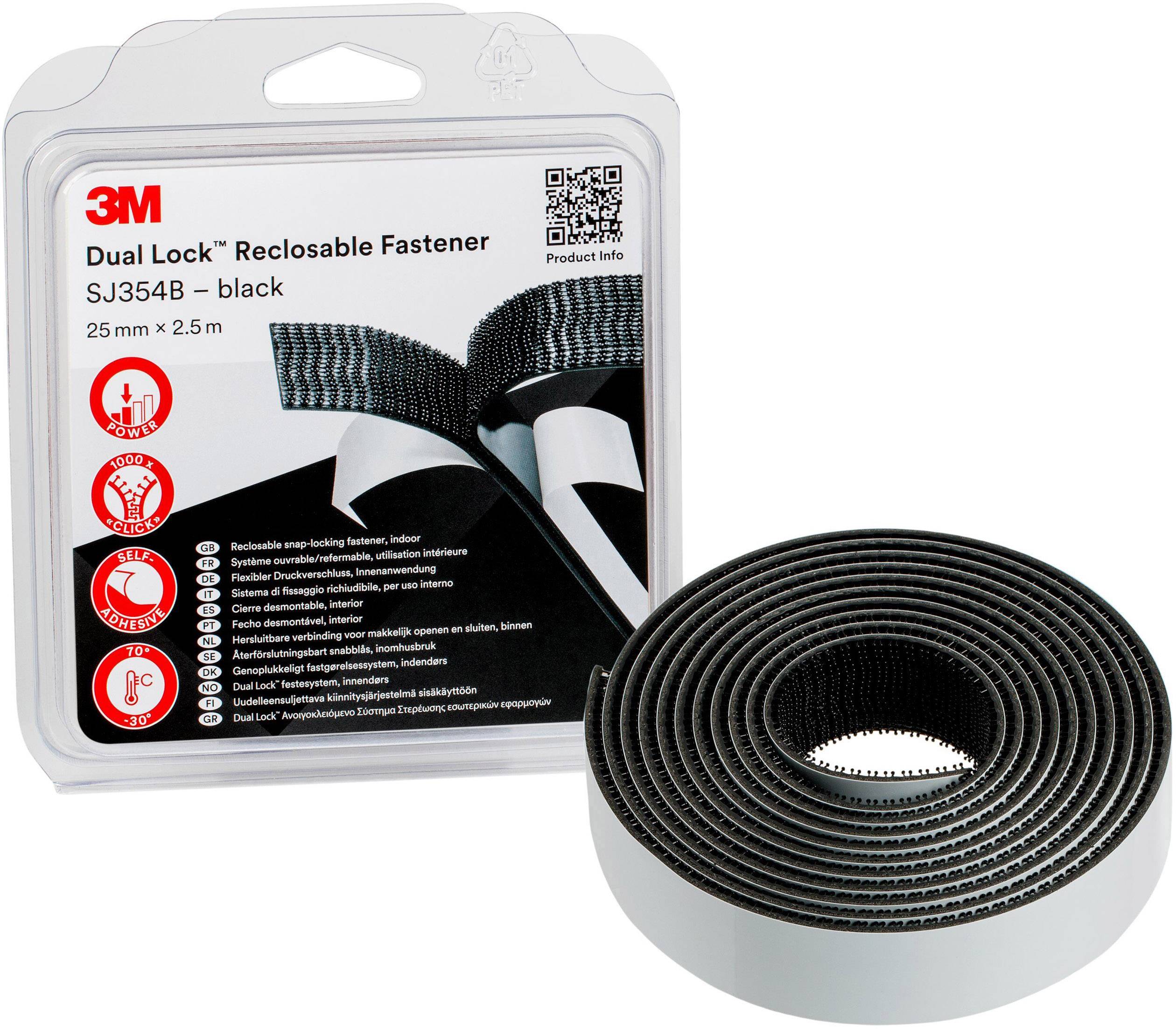 3M Dual Lock Klettband zum Aufkleben (L x B) 2.5 m x 25 mm Schwarz 1 St.