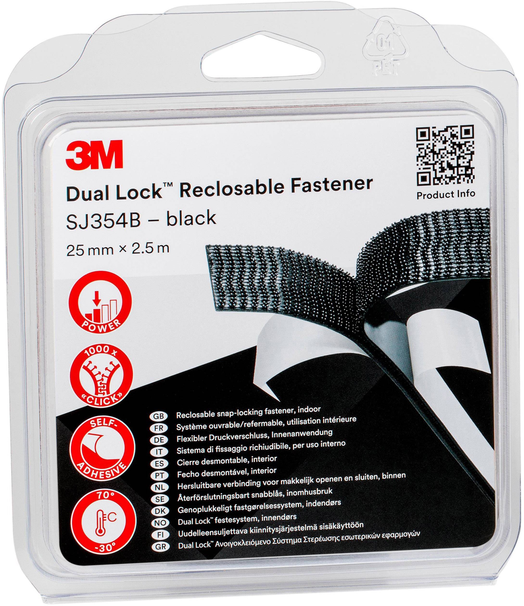 3M Dual Lock Klettband zum Aufkleben (L x B) 2.5 m x 25 mm Schwarz 1 St.