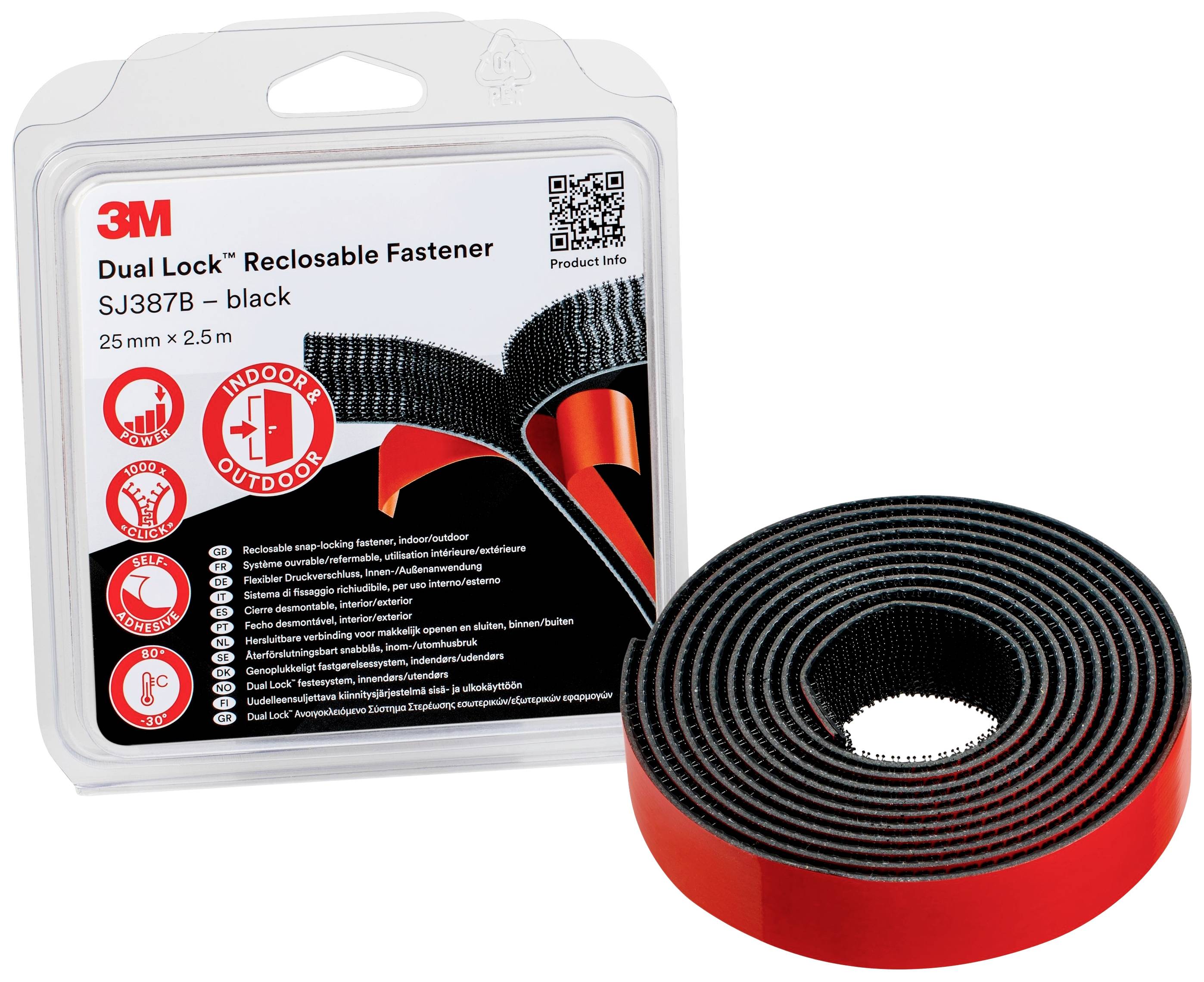 3M Dual Lock Klettband zum Aufkleben (L x B) 2.5 m x 25 mm Schwarz 1 St.