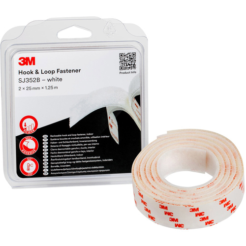 3M SJ352B Klettband zum Aufkleben (L x B) 1.25 m x 25 mm Weiß 1 St.