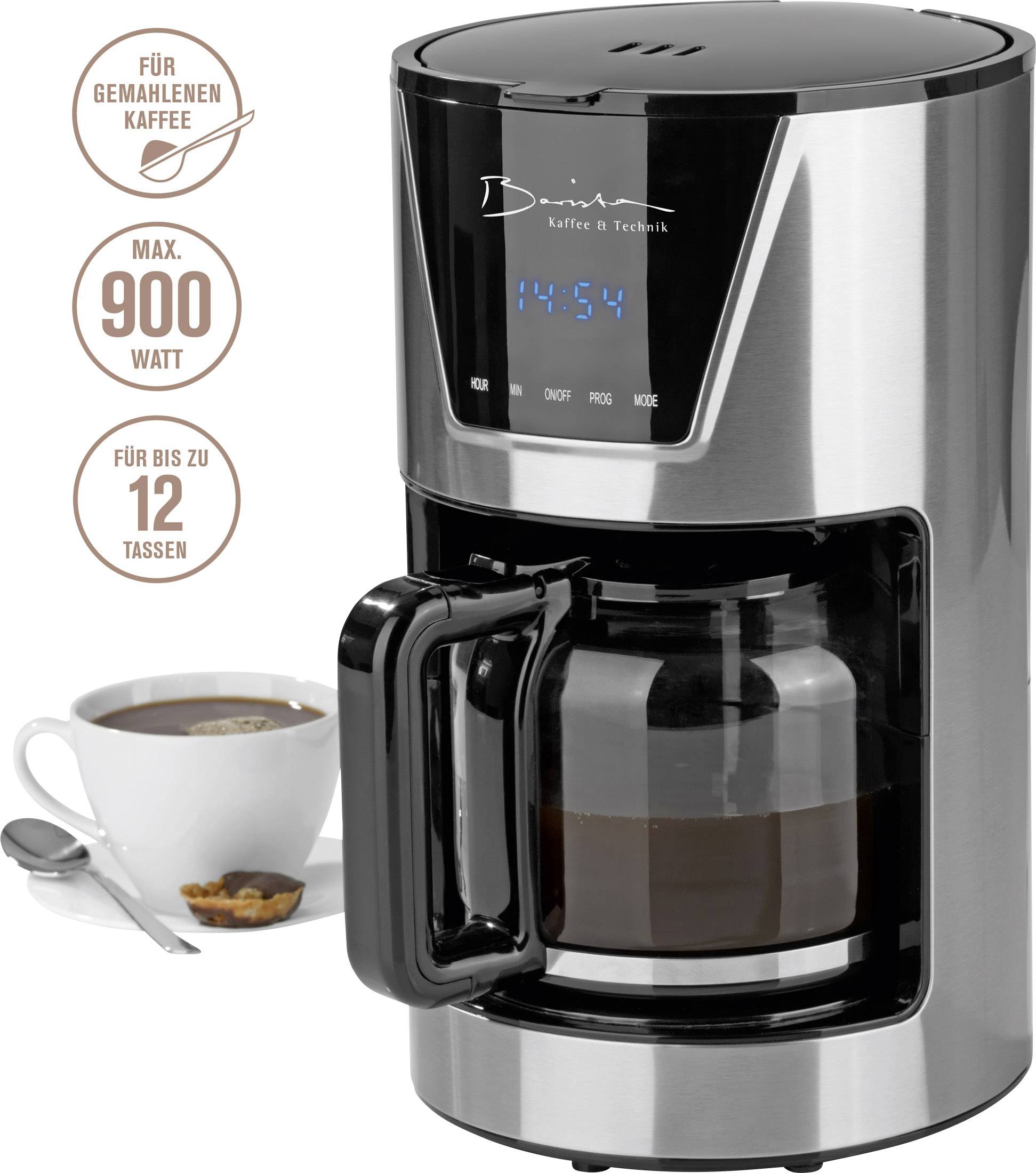 GourmetMaxx Barista 1160 Kaffeemaschine Edelstahl Fassungsvermögen Tassen=12