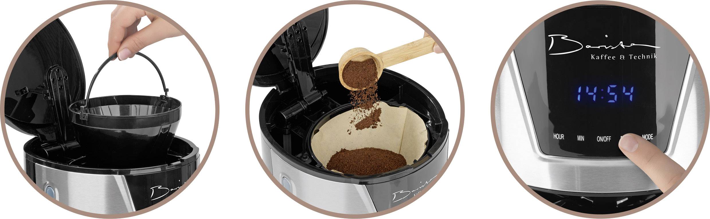 GourmetMaxx Barista 1160 Kaffeemaschine Edelstahl Fassungsvermögen Tassen=12