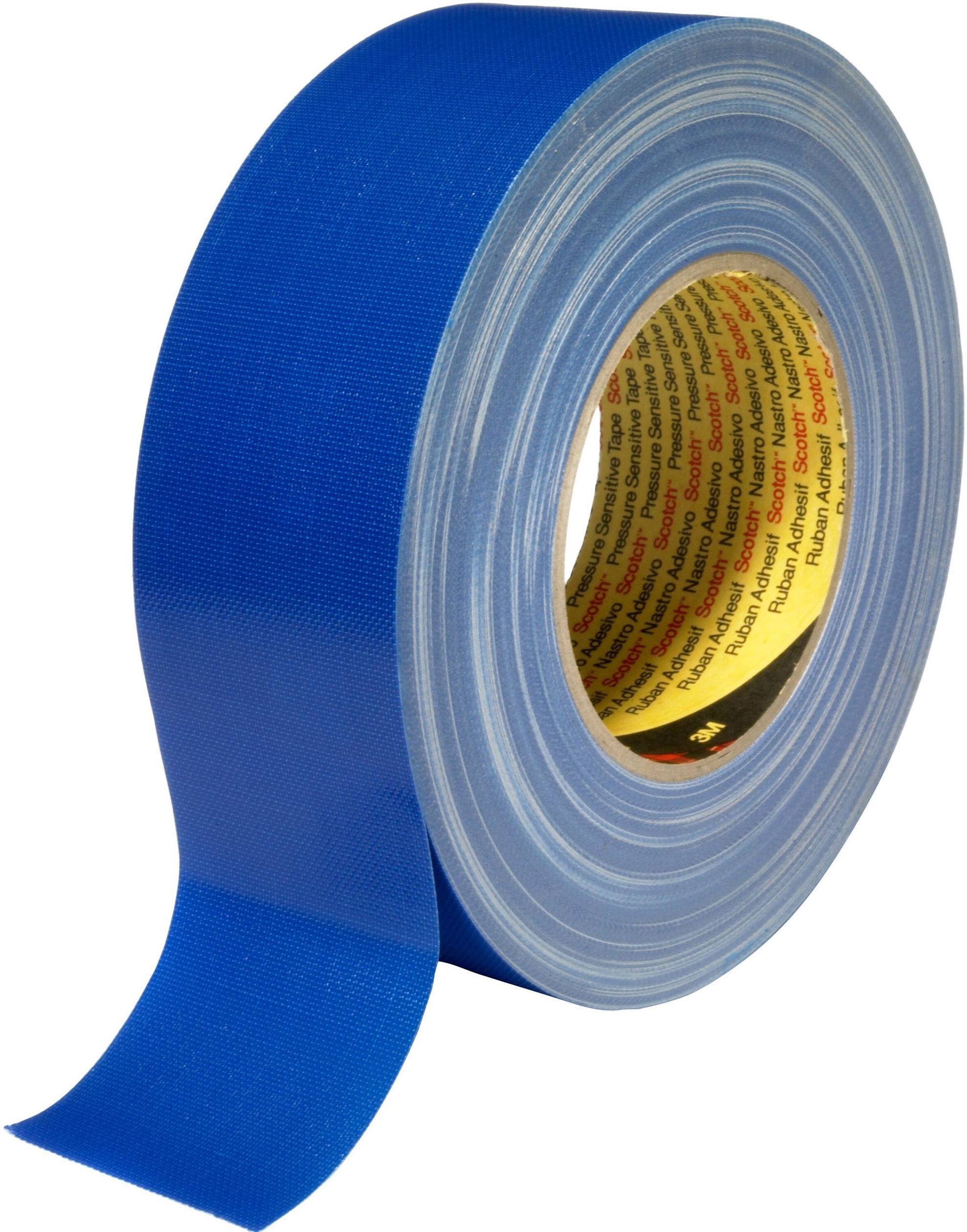 Eine Rolle blaues, starkes Klebeband, teilweise abgerollt, auf einem weißen Hintergrund.
