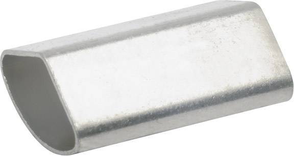 Silberne, ovale Metallhülse mit abgeschrägter Kante.