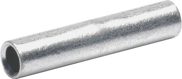 Metallrohrverbinder, zylindrisch, silbrig glänzend, mit glatter Oberfläche. Verwendet zum Verbinden von Rohren in Installationen.