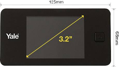 Digitaler Monitor mit 3,2-Zoll-Bildschirm und einem Knopf, Maße 125 mm breit und 68 mm hoch.