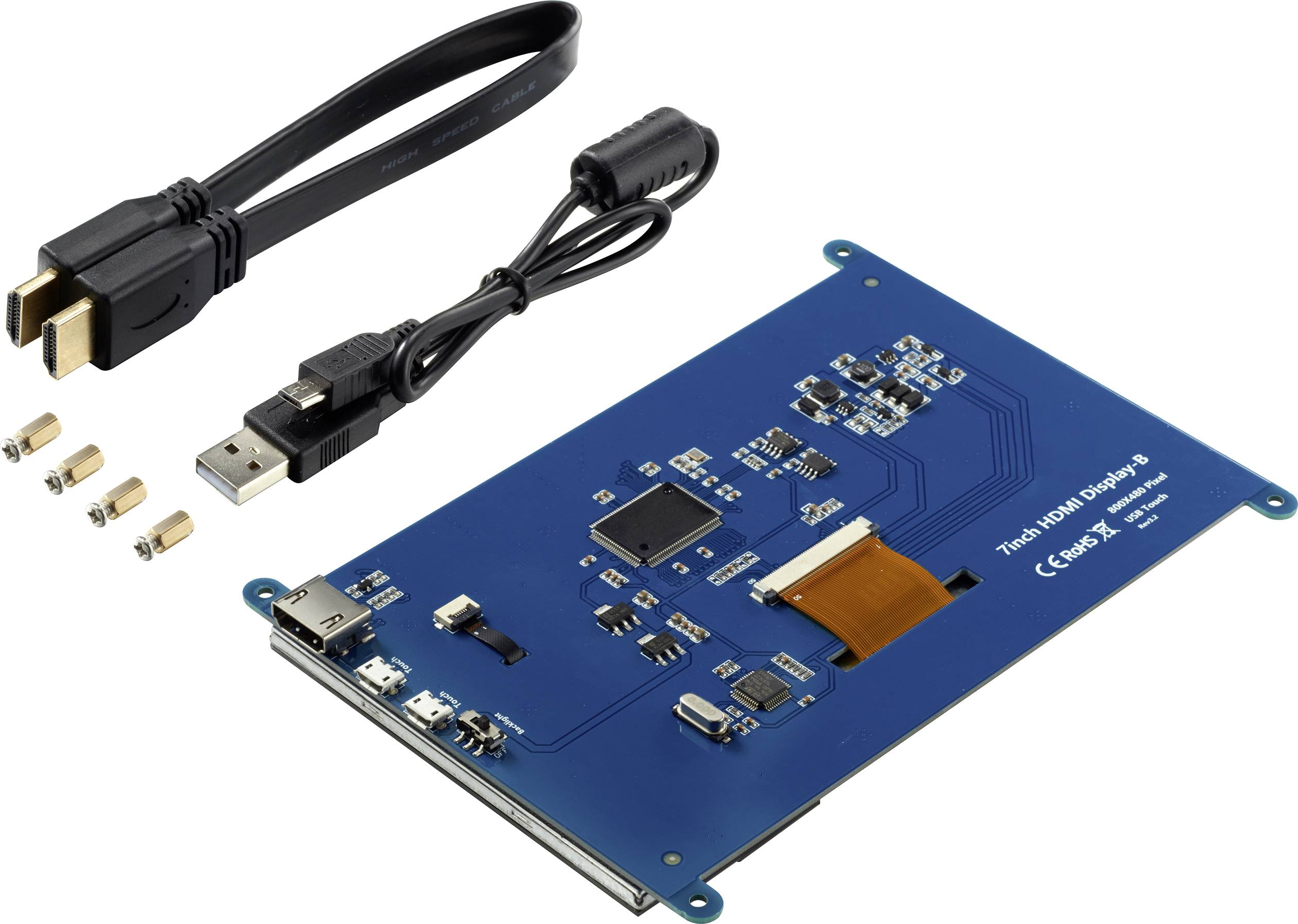 TRU COMPONENTS Touchscreen-Modul 17.8cm (7 Zoll) 800 x 480 Pixel Passend für (Entwicklungskits): Raspberry Pi®, Banana Pi