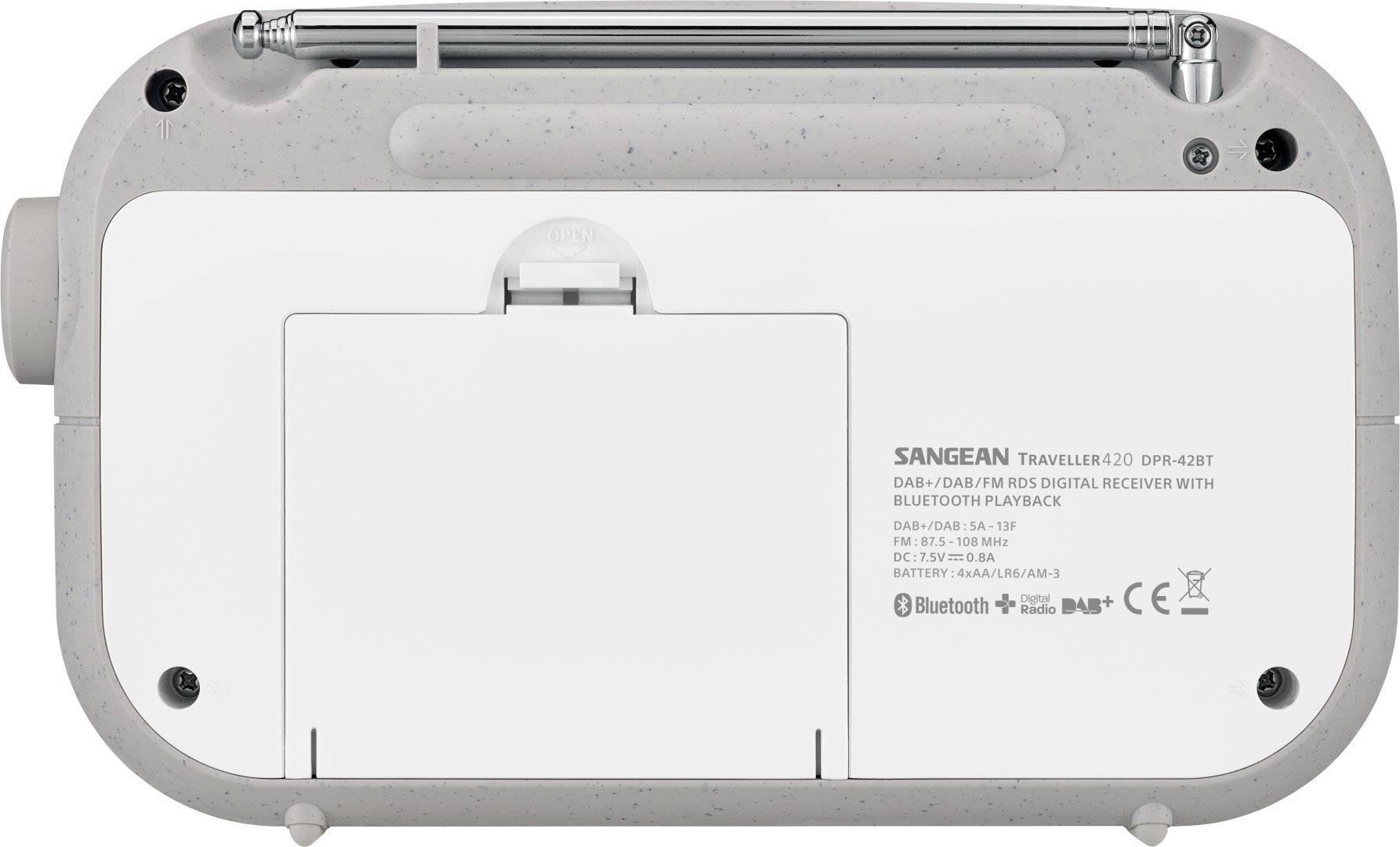 Sangean DPR-42BT White-Grey Kofferradio DAB+, UKW Bluetooth® Weiß, Grau