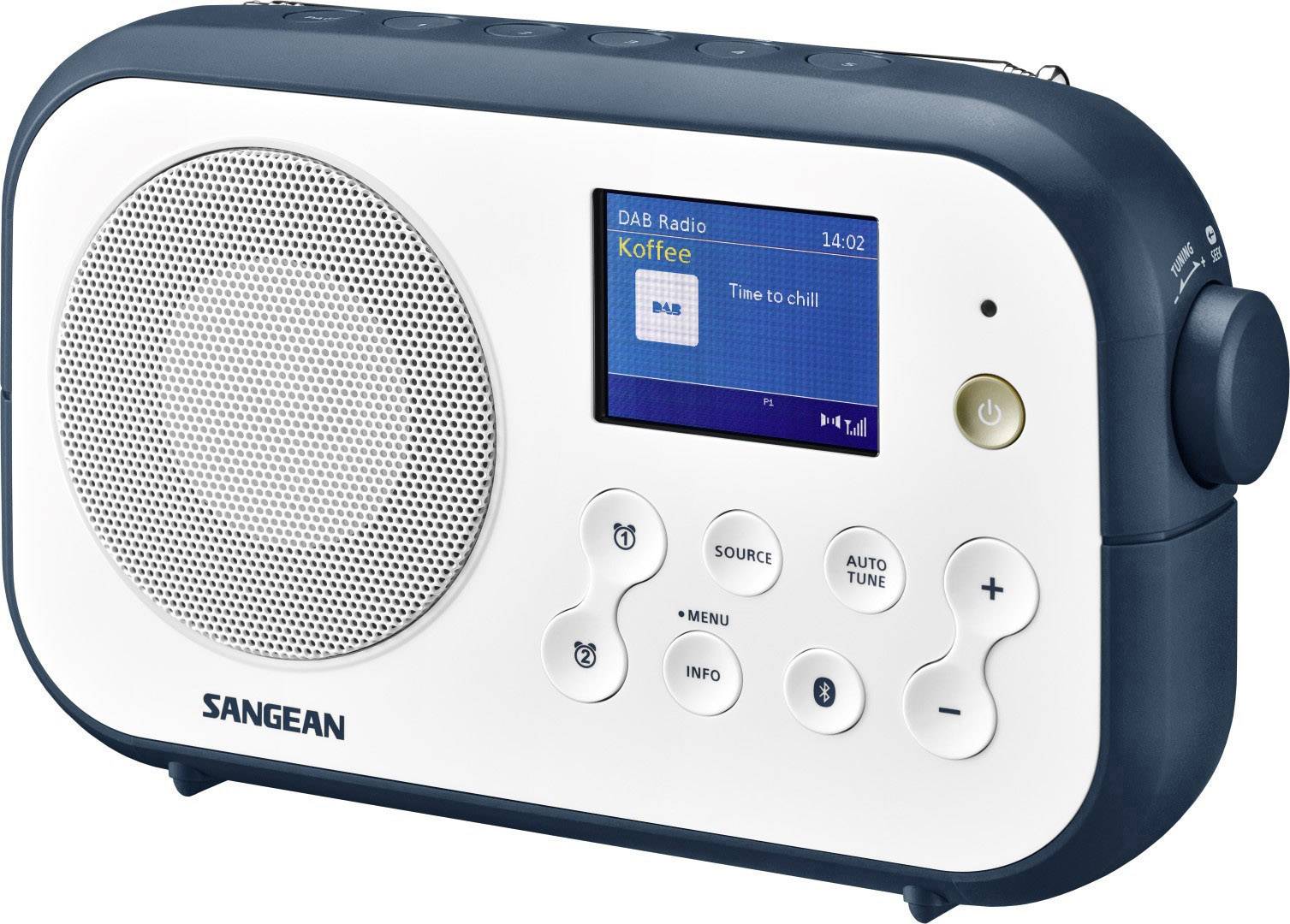 Sangean DPR-42BT White-Ink Blue Kofferradio DAB+, UKW Bluetooth® Weiß, Dunkelblau