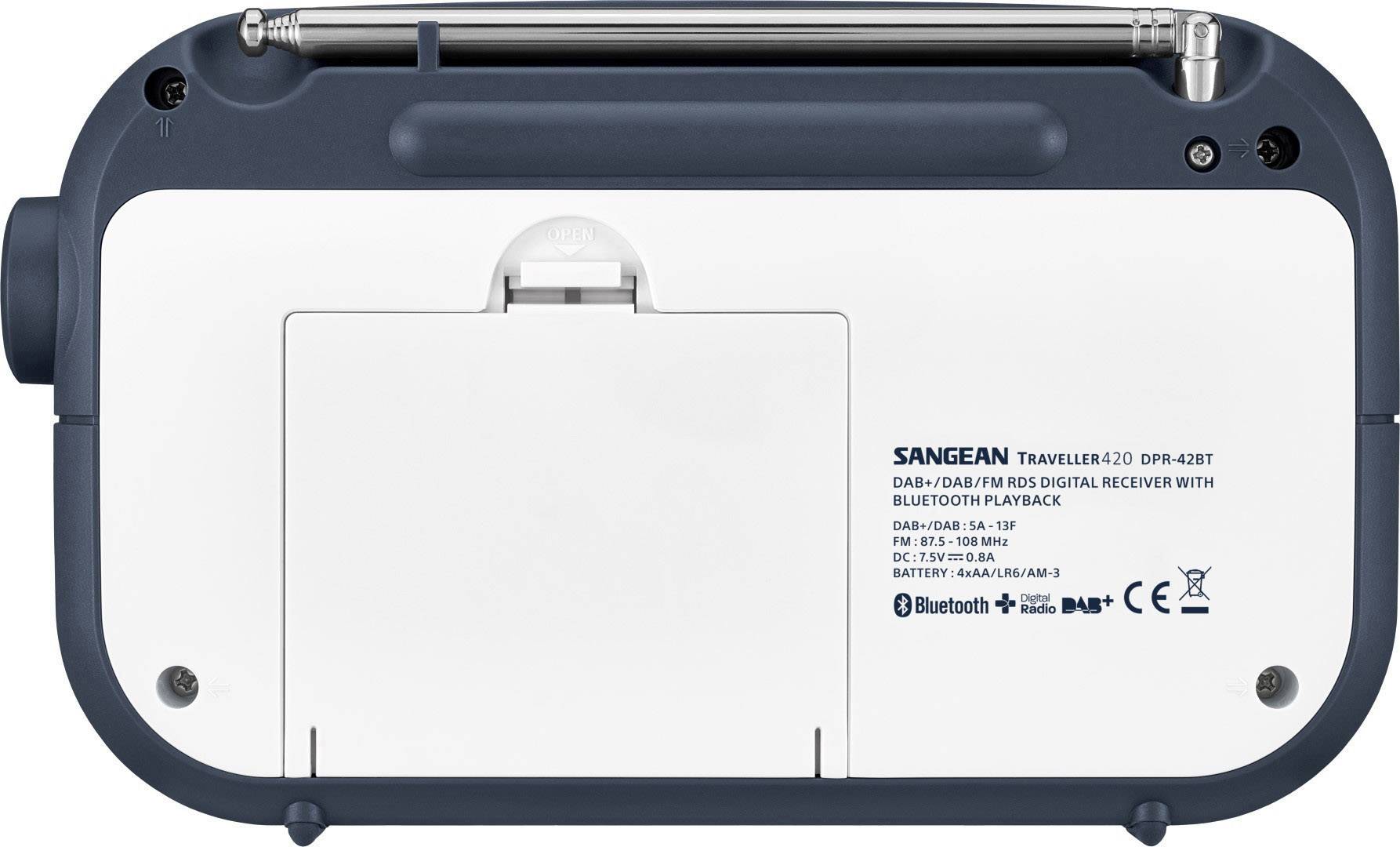Sangean DPR-42BT White-Ink Blue Kofferradio DAB+, UKW Bluetooth® Weiß, Dunkelblau