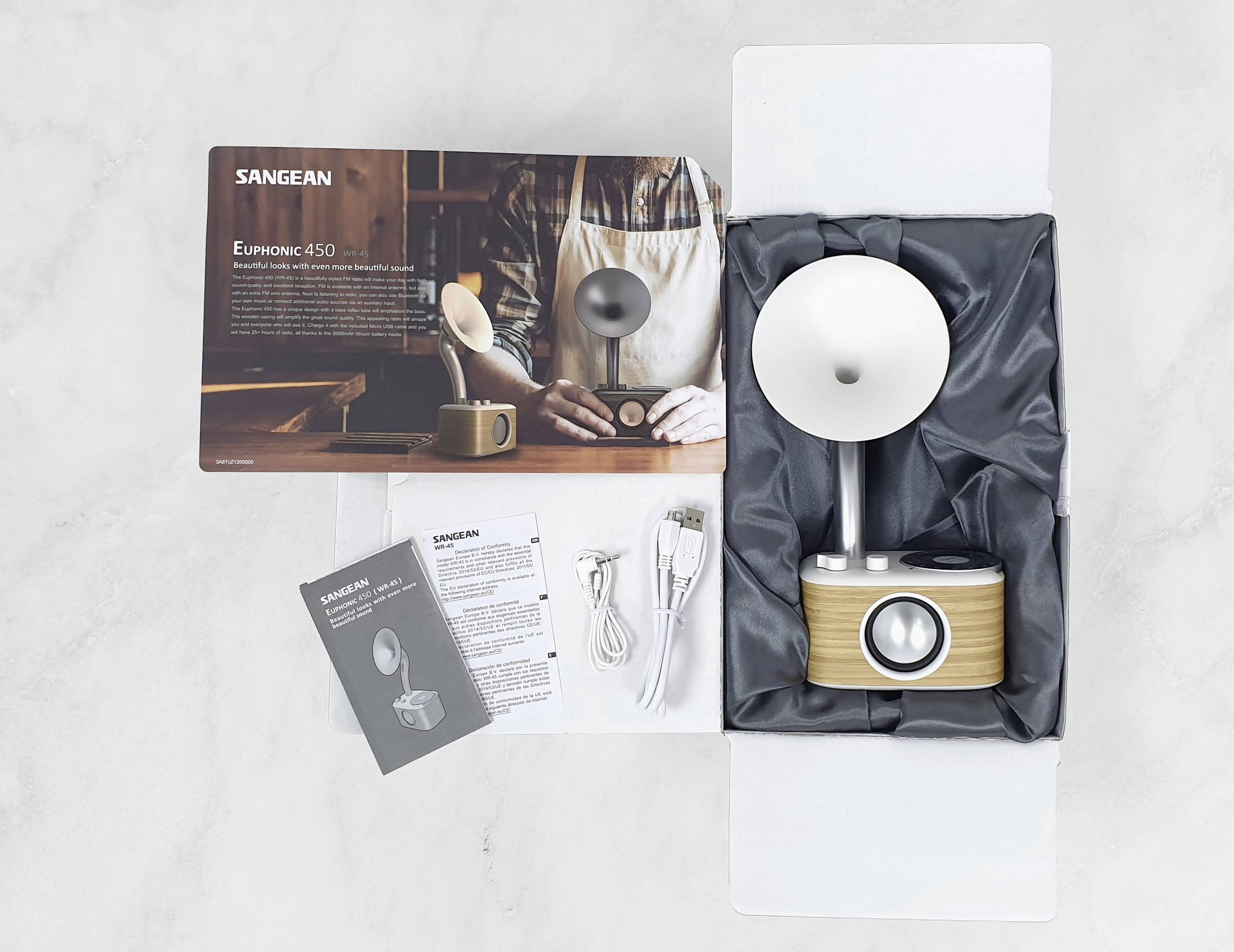 Sangean WR-45 White Tischradio UKW AUX, Bluetooth® wiederaufladbar Weiß