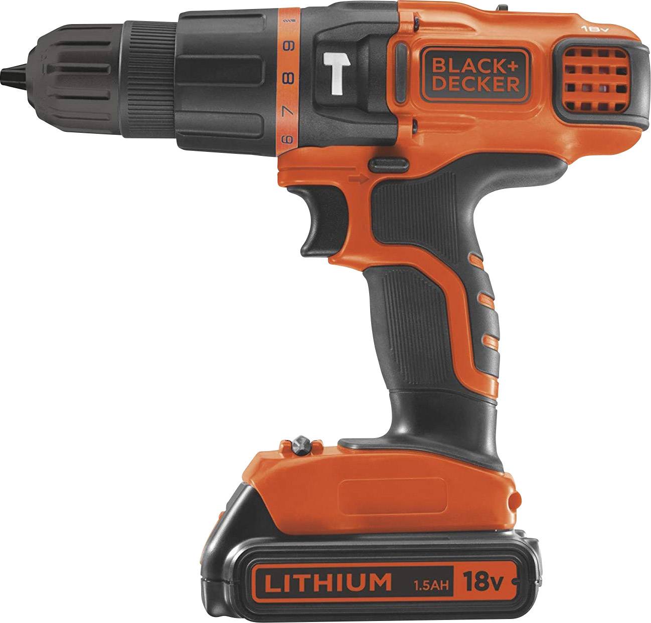 Black & Decker Akku-Bohrschrauber 18V 1.5Ah Li-Ion inkl. 2. Akku, inkl. Koffer