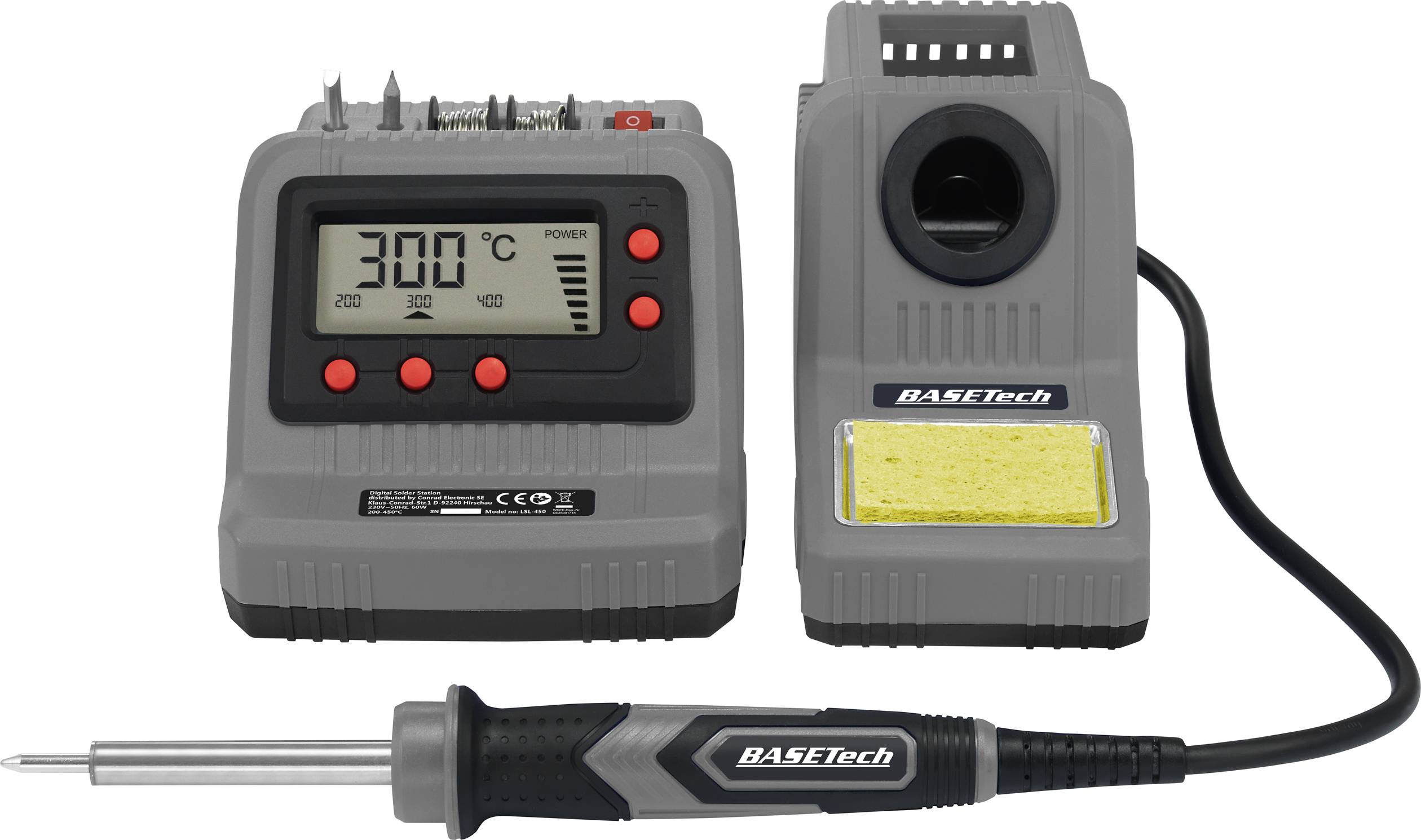 Basetech Lötstation Set 60W 200 - 450°C inkl. Lötzinn, inkl. Lötspitze, inkl. Lötpistole