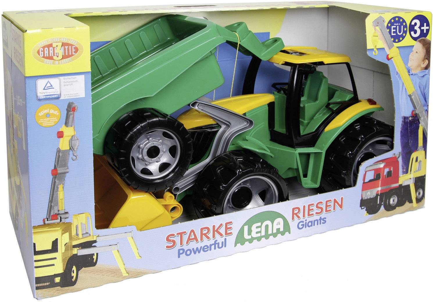 LENA GIGA TRUCKS Traktor mit Schaufel und Anhänger