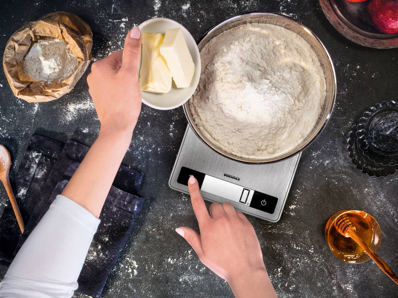 Soehnle KWD Page Profi 200 Küchenwaage digital mit Wandbefestigung Wägebereich (max.)=15kg Edelstahl 240 x 175 x 16