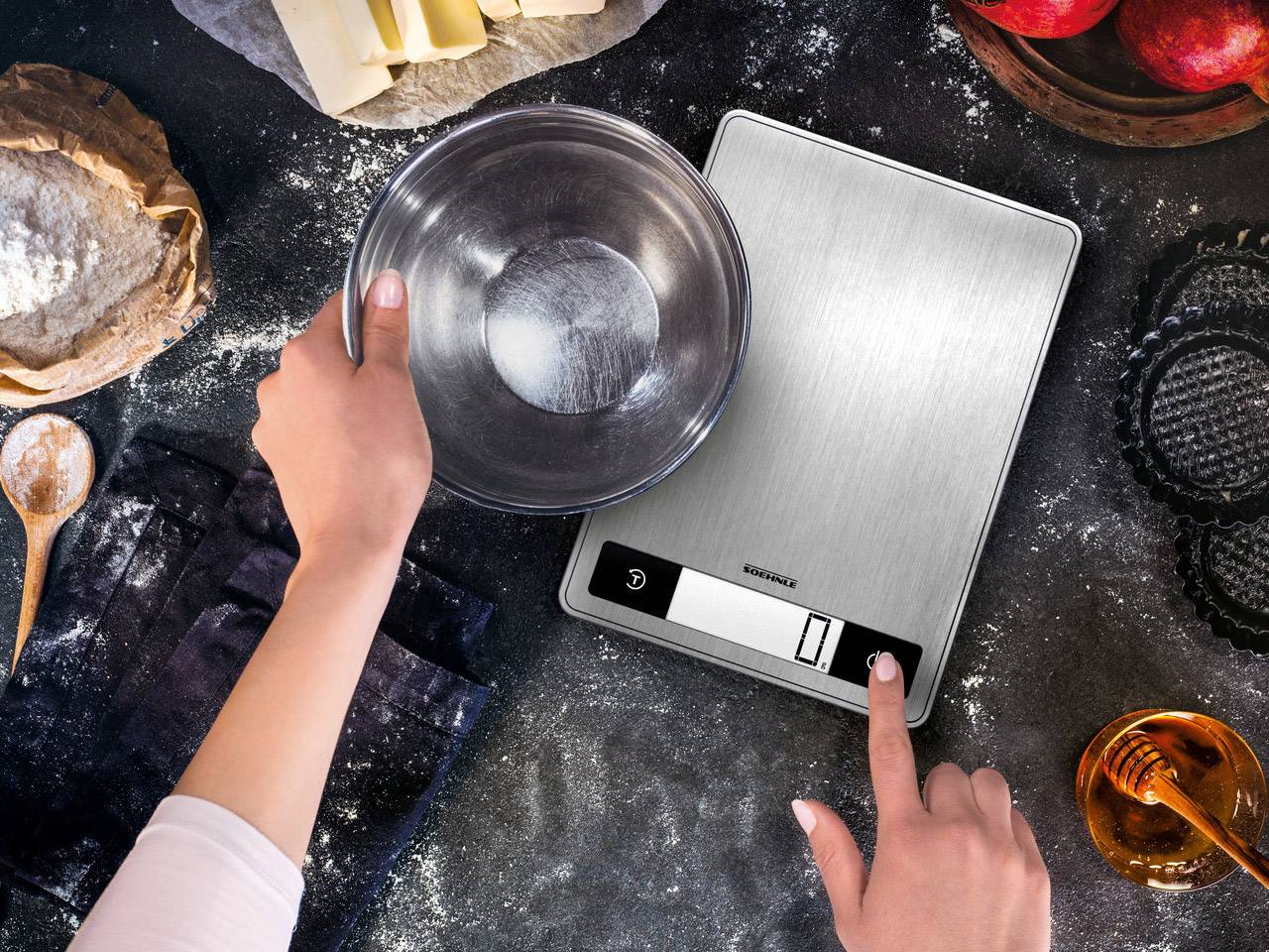 Soehnle KWD Page Profi 200 Küchenwaage digital mit Wandbefestigung Wägebereich (max.)=15kg Edelstahl 240 x 175 x 16