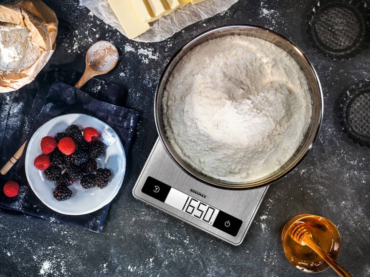 Soehnle KWD Page Profi 200 Küchenwaage digital mit Wandbefestigung Wägebereich (max.)=15kg Edelstahl 240 x 175 x 16