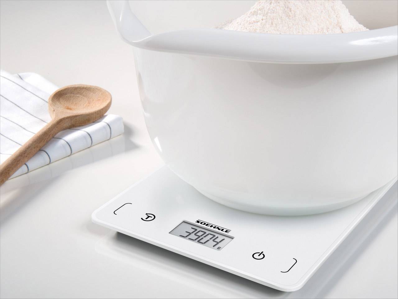 Soehnle KWD Page Compact 200 Digitale Küchenwaage mit Wandbefestigung Wägebereich (max.)=5kg Weiß