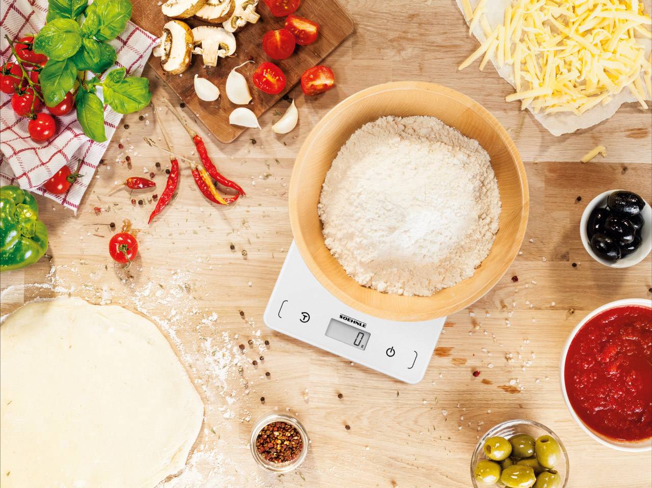 Soehnle KWD Page Compact 200 Digitale Küchenwaage mit Wandbefestigung Wägebereich (max.)=5kg Weiß