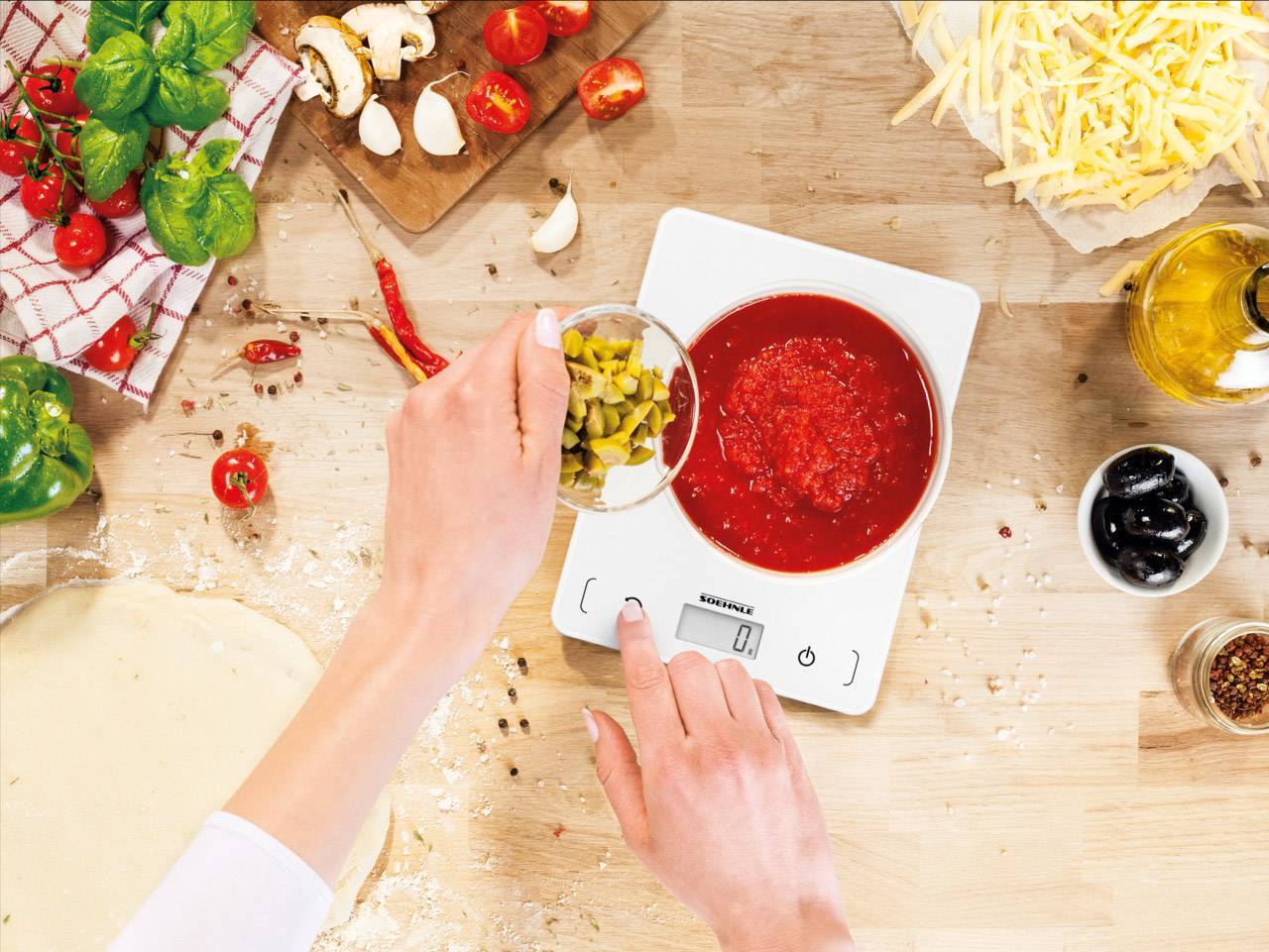 Soehnle KWD Page Compact 200 Digitale Küchenwaage mit Wandbefestigung Wägebereich (max.)=5kg Weiß