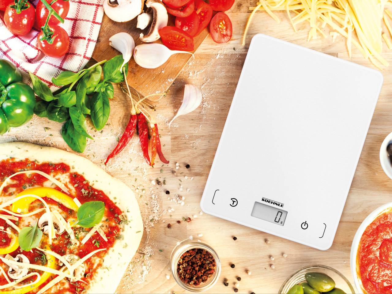 Soehnle KWD Page Compact 200 Digitale Küchenwaage mit Wandbefestigung Wägebereich (max.)=5kg Weiß