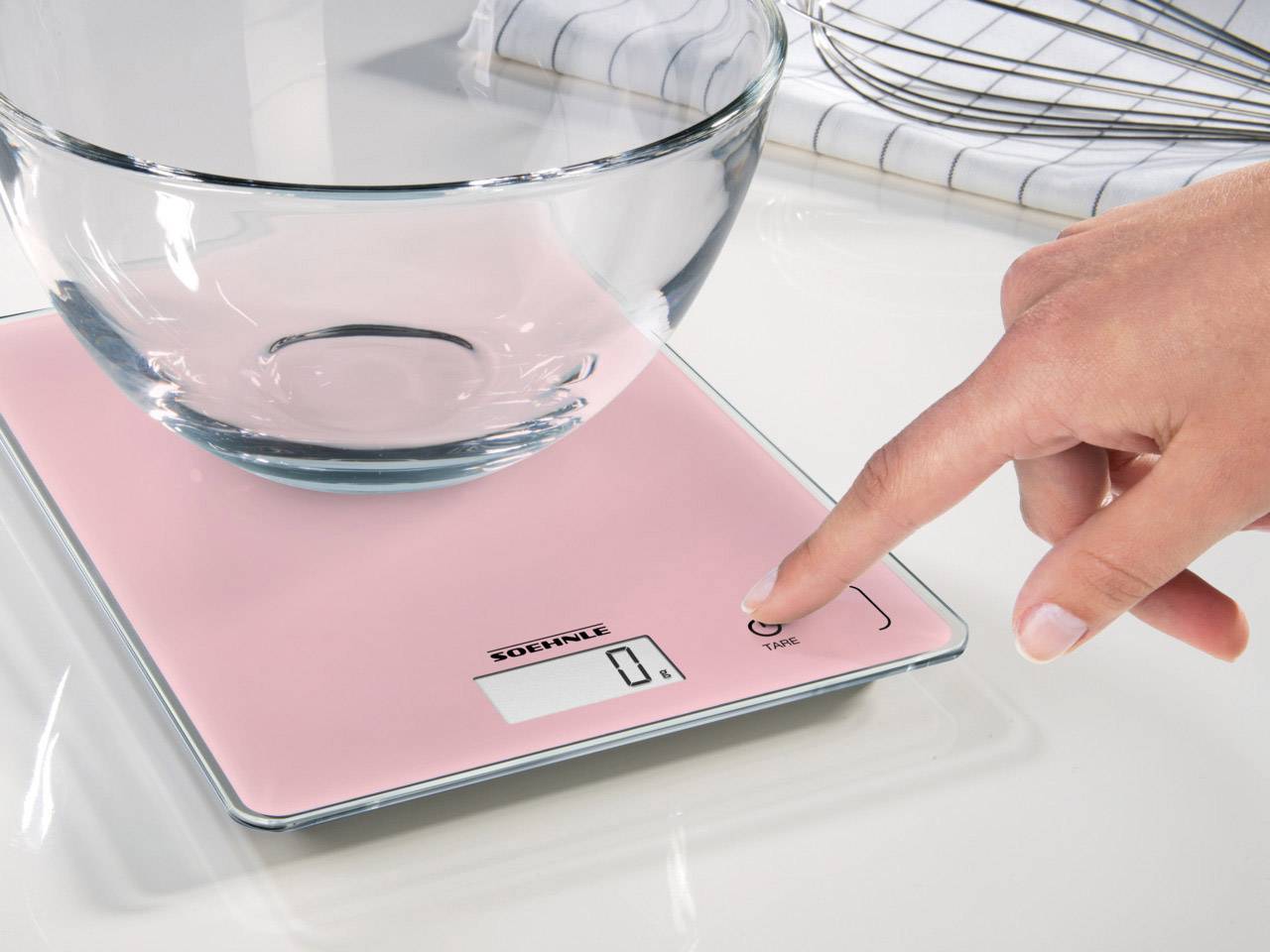 Soehnle KWD Page Compact 300 Delicate Rosé Digitale Küchenwaage mit Wandbefestigung Wägebereich (max.)=5 kg Rosa