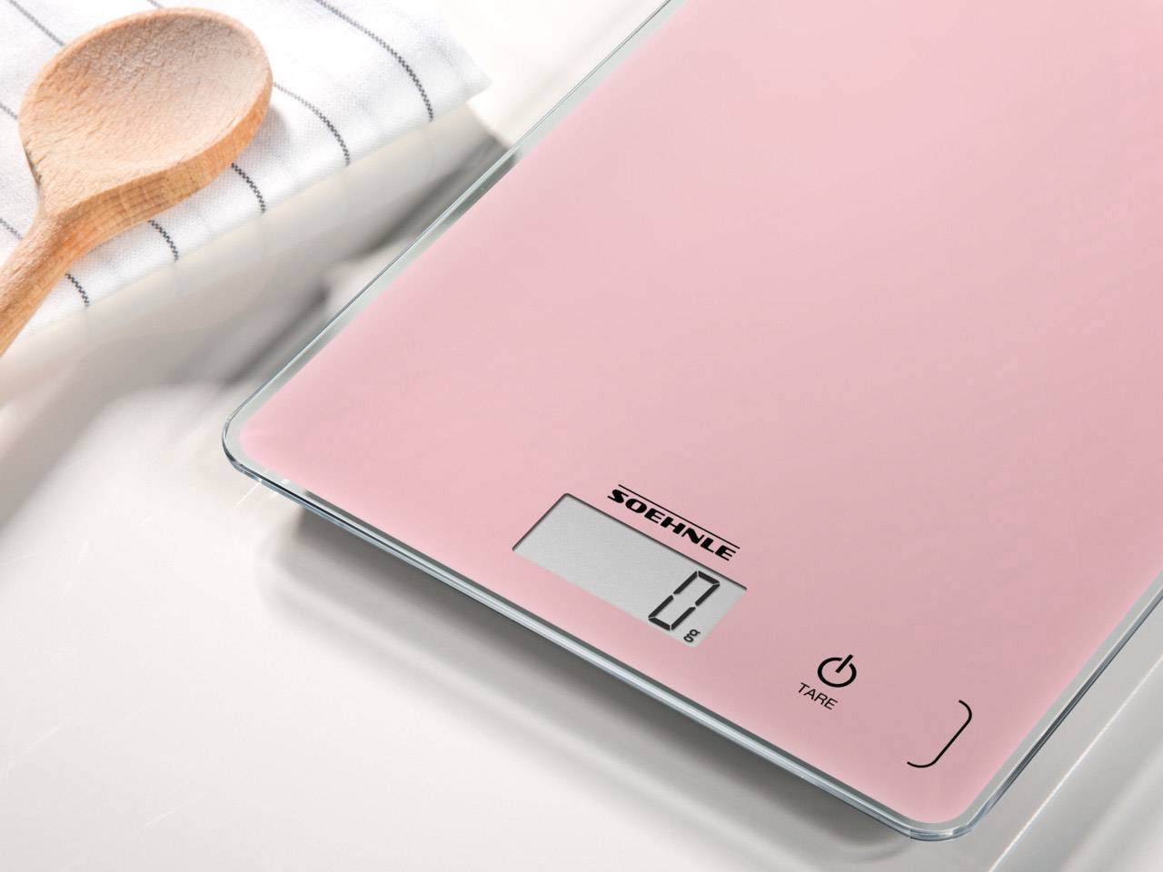Soehnle KWD Page Compact 300 Delicate Rosé Digitale Küchenwaage mit Wandbefestigung Wägebereich (max.)=5 kg Rosa