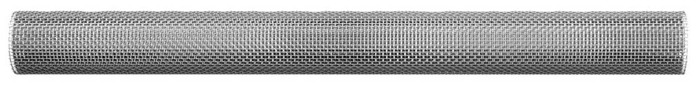Eine Rolle aus verzinktem Drahtgeflecht, horizontal ausgerollt. Sie zeigt eine regelmäßige, gitterartige Struktur.