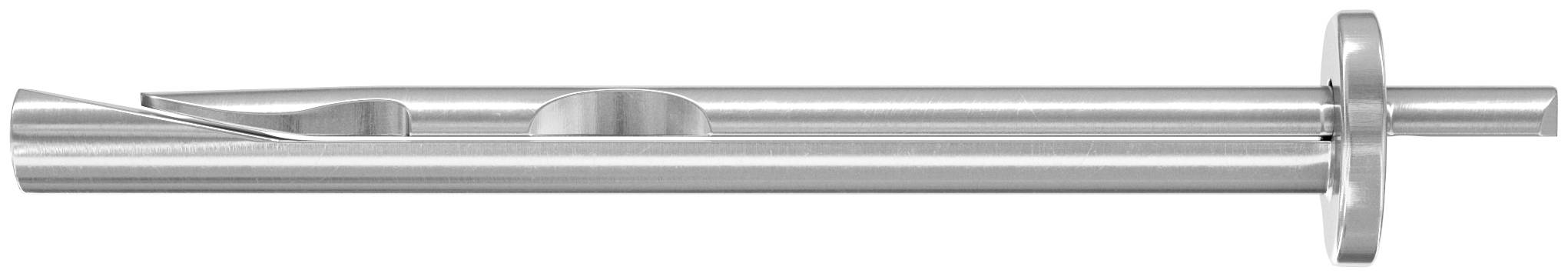 Metallbohrer mit zylindrischem Schaft und gerillter Schneidspitze, horizontal auf weißem Hintergrund dargestellt.