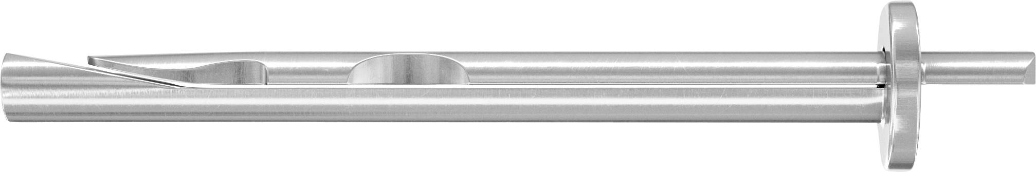 Metallisches zylindrisches Bohrwerkzeug mit einer spitzen, geschlitzten Schneidkante und einem Ringkragen nahe dem Schaft