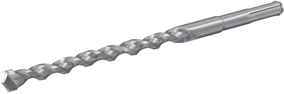Bohrer mit spiralförmigem Design, geeignet für das Bohren in festem Material. Er hat eine spitze Spitze und einen SDS-Schaft für starke Griffe.