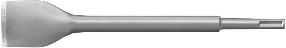 Silberner Meißel aus Metall mit breiter flacher Spitze und langem Griff, geeignet zum Meißeln von Beton oder Steinoberflächen.