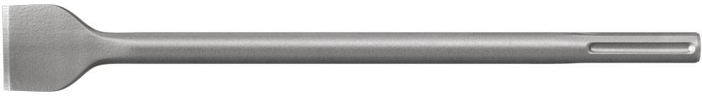 Flacher Meißelaufsatz aus Metall, verwendet zum Aufbrechen und Bearbeiten von Materialien wie Beton oder Stein in Bauarbeiten.