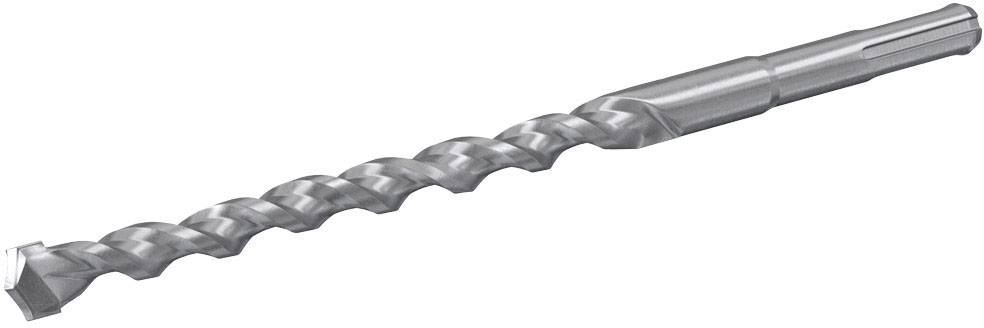 Ein silberner Bohrer mit spiralförmigem Design und flachem Ende zum Bohren in Materialien.