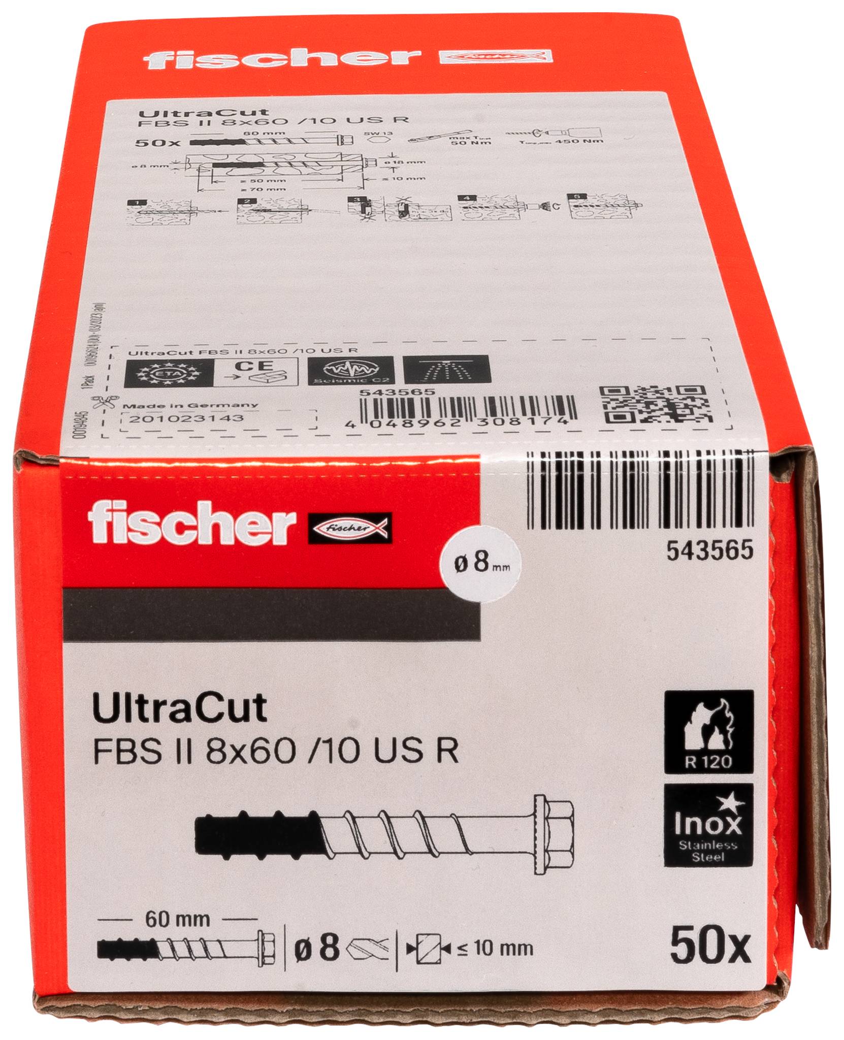Fischer 543565 FBS II 8x60 10/- US A4 Betonschraube 50St.