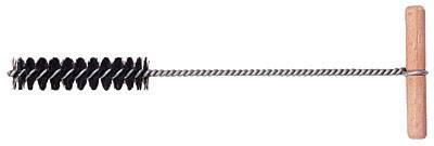 Reinigungsbürste mit Holzgriff und Metallborsten, geeignet für enge Röhren und Flaschen.