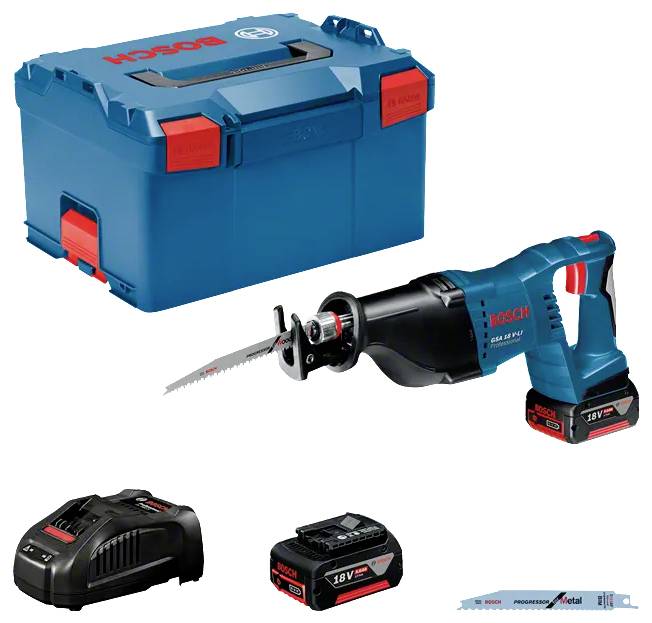 Bosch Akku-Säbelsägen-Set mit Transportkoffer, Akku, Ladegerät und Metallschneidblatt