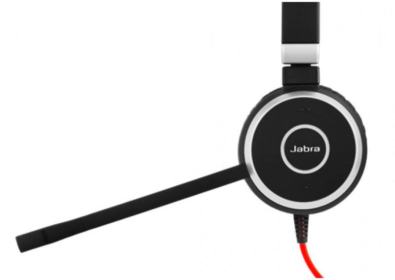 Jabra Evolve 40 MS Stereo On Ear Headset kabelgebunden Stereo Schwarz, Rot Mikrofon-Stummschaltung Computer