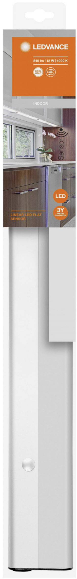 LEDVANCE Linear LED Flat L LED-Unterbauleuchte mit Bewegungsmelder LED LED fest eingebaut 12W Neutralweiß Aluminium (matt)