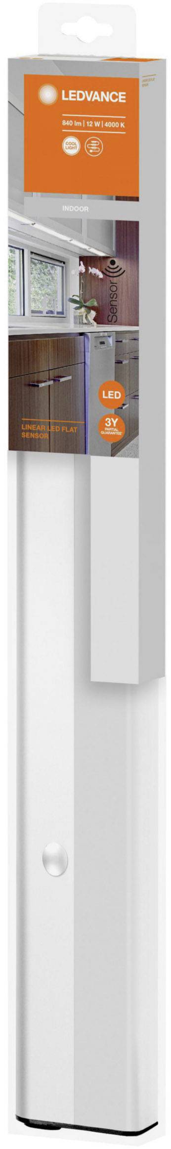 LEDVANCE Linear LED Flat L LED-Unterbauleuchte mit Bewegungsmelder LED LED fest eingebaut 12W Neutralweiß Aluminium (matt)