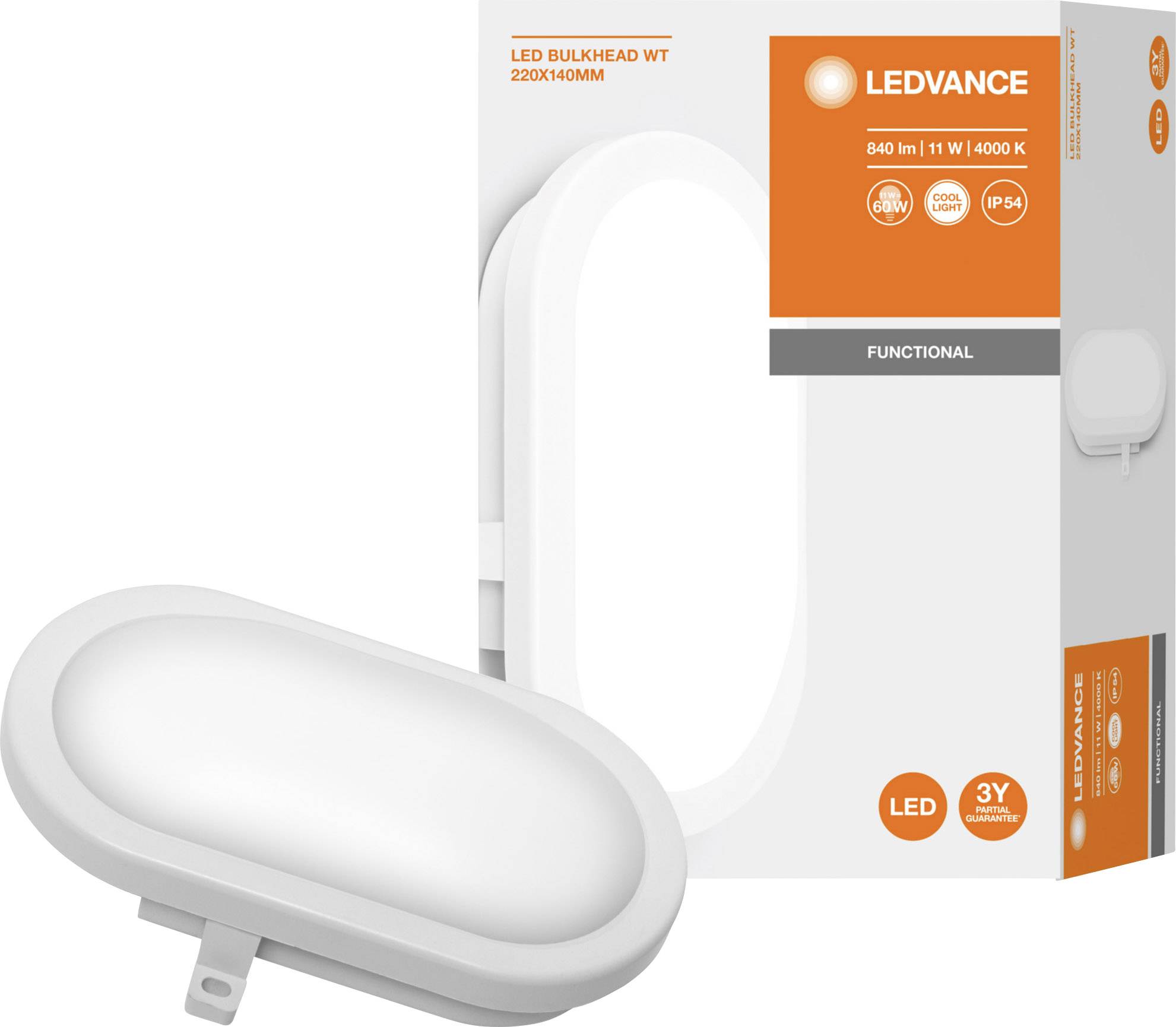 LEDVANCE LED BULKHEAD (EU) L LED-Feuchtraumleuchte LED LED fest eingebaut 11W Kaltweiß Weiß