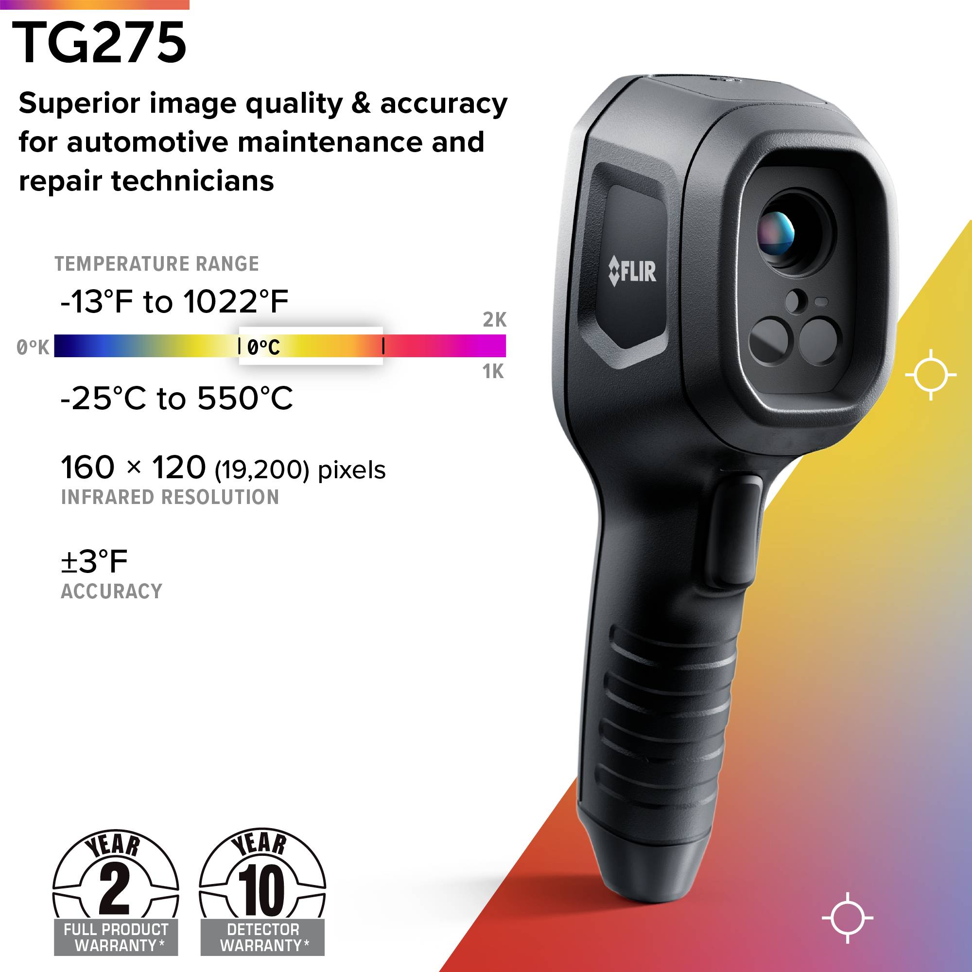 FLIR TG275 Wärmebildkamera -25 bis +550 °C 160 x 120 Pixel 8.7 Hz MSX®, Integrierte LED-Lampe, integrierte Digitalkamera