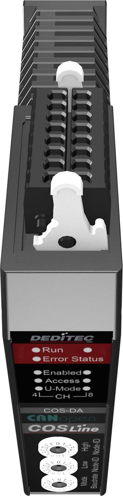 DEDITEC-Gebäude-Überwachungseinheit: Anzeigeleiste zeigt Betriebsstatus, Fehlerstatus, Aktivierung, Zugriff, U-Modus und Diagnose.